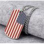 Kings&Pauper 2pcs American Flag USA Patriot Necklace Pendant Jewelry Army Card Stainless Steel Dog Tags 28