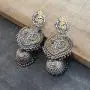 Aheli Exquisite Peacock Flower Design Oxidized Jhumki Earrings Crafted Indian Ethnic Dangler Fashion Jewelry for Women Girls