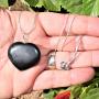 Zenergy Gems Charged Natural Himalayan Gemstone Crystal Puffy Heart Pendant Necklace + 20'' Silver Chain + Selenite Charging Heart [Included]