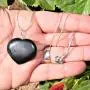 Zenergy Gems Charged Natural Himalayan Gemstone Crystal Puffy Heart Pendant Necklace + 20'' Silver Chain + Selenite Charging Heart [Included]
