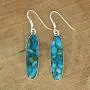 Natural Turquoise 30X8 MM Long Cabochons Studded in Solid 925 Sterling Silver Dangling Earrings Jewelry Natural Turquoise 30X8 MM Long Cabochons Studded in Solid 925 Sterling Silver Dangling Earrings Jewelry