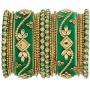 Aheli Ethnic Wedding Wear Handmade Faux Stone Studded Velvet Bangle Set Saree Matching Chuda Indian Bollywood Fashion Jewelry for Women
