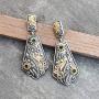 Aheli Indian Traditional Bollywood Hand Made Designer Silver Oxidised Dangler Earrings In Original Dual Tone Plating For Women Girls