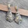 Aheli Indian Traditional Bollywood Hand Made Designer Silver Oxidised Dangler Earrings In Original Dual Tone Plating For Women Girls