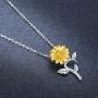 Sunflower Necklace You Are My Sunshine S925 Sterling Silver 14K Gold Plated Wedding Jewelry for Her Mom Friends Women
