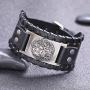 VASSAGO Vintage Norse Myth Tree of Life Yggdrasil Pentagram Amulet Cuff Leather Bracelet