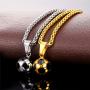 U7 Soccer/Basketball/Rugby/Tennis Racket Necklace Stainless Steel/18K Gold Plated Spiga Chain & Pendant,Men Boys Jewelry