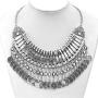 ReisJewelry Long Tassel Chunky Boho Coin Statement Necklace for Women