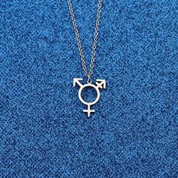 WUSUANED Transgender Symbol Necklace Transgender Pride Jewelry Male And Female Symbol Necklace Transgender gift