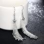 Fashion Beaded Threader Sterling Silver Plated Long Chain Dangle Drop Earrings for Women Girls Sensitive Ears Wedding Elegant Dangling Tassel Hook