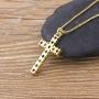 OUCHUANG Colorful Cross Pendant Necklaces for Women Crystal Gold Plated Cubic Zirconia Jewelry Gifts
