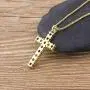 OUCHUANG Colorful Cross Pendant Necklaces for Women Crystal Gold Plated Cubic Zirconia Jewelry Gifts