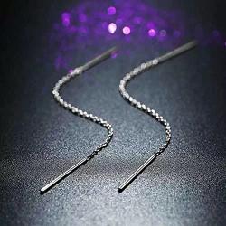 Exquisite Wire Threader Dangle Earrings Curve Twist Shape 18k White Gold Plated Jewelry for Women