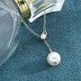 Olbye Pearl Pendant Necklace Silver Drop Necklace Choker Unique Necklace Jewelry for Women and Girls (Silver)
