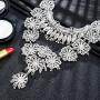 Zhenhui Statement Necklace for Women - Fashion Silver Long Bohemian Indian Jewelry Oxidized Chunky Necklace for Women Big Bib Ethnic Costume Jewelry (1)