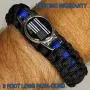 Police Para-cord Survival Bracelet | Police Thin Blue Line (8.5, SM) 10% of Sales Donated to Police Department of Your Choice | One Piece | Black and Blue