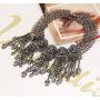 BigDO Jewelry Fashion Vintage Style Multi-Level Punk Black CZ Skull Necklace Collar Bib for Women