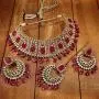 I Jewels Indian Bollywood Gold Plated Faux Beads Choker Jewelry Set with Maang Tiika for Women