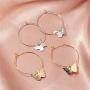 2 Pairs Elegant Scrub Butterfly Hoop Earrings Gold Silver Butterfly Dangle Earrings Bohemian Charm Animal Butterfly Huggie Drop Earrings Hoop Earrings for Women Girl Jewelry