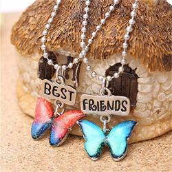 Kumshunie Best Friend Pendant Necklaces for 2 BFF Heart Friendship Charms Jewelry Birthday Gift for Women