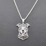 Pit Bull Dog Sterling Silver Necklace Dangle Earrings Set by Ginger Lyne Ears Down Puppy Dog Pet Pendant Box Chain Doggie Animal Paw Print Heart Jewelry for Pit Mom Women Girls Teens