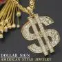 Finrezio Gold Plated Necklace for Men Hip Hop Jewelry Dollar Sign Pendant