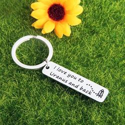 AKTAP Boyfriend Gift I Love You to Uranus and Back Couple Keychain Gifts for Girlfriend