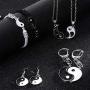 Hicarer Yin Yang Necklaces for Friends with Adjustable Matching Cord Bracelets, Earrings and Key Chains for Friendship Jewelry Valentines Day Boyfriend Girlfriend Relationship Supply