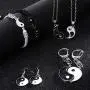 Hicarer Yin Yang Necklaces for Friends with Adjustable Matching Cord Bracelets, Earrings and Key Chains for Friendship Jewelry Valentines Day Boyfriend Girlfriend Relationship Supply