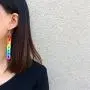 Personality Fashion Women Rainbow Chain Long Colorful Earrings Club Charms Jewelry Accessories