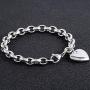 Jewelry Kingdom 1 Heart Charm Bracelet for Women Girls Silver Stainless Steel Chain Adjustable Valentines Day Jewelry Gift (Length of 7-11'')