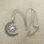 MIXIA Vintage Bronze Crescent Moon and Sun Pendant Necklace Retro Swirl Filigree Unisex Jewelry Gifts
