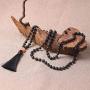 PNEIME Lava Rock Mala Beads 108 Black Lava Stone Mala Necklace Hand Knotted Lava Beads Mala Meditation Beads Yoga Necklace Prayer Beads Japa Mala