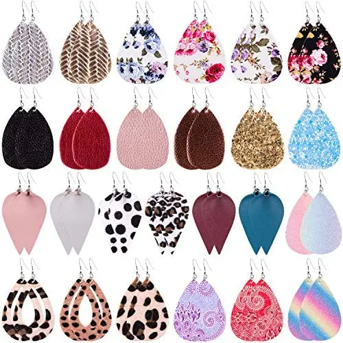 Duufin 25 Pairs Leather Earrings Teardrop Earring Set Lightweight Faux Leather Leaf Earrings Flower Leopard Print Petal Drop Earrings for Women and Girls Duufin 25 Pairs Leather Earrings Teardrop Earring Set Lightweight Faux Leather Leaf Earrings Flower Leopard Print Petal Drop Earrings for Women and Girls