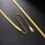 nichowy 2PCS 18K Chain Gold Plated Link Choker Necklace for Women Men Jewelry White/Gold Set