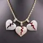 TSANLY Broken Heart Pendant Necklace Hip Hop CZ Fully Iced Out Bling CZ Diamond 24K White Gold Plated with 24'' Stainless Rope Chain TSANLY Broken Heart Pendant Necklace Hip Hop CZ Fully Iced Out Bling CZ Diamond 24K White Gold Plated with 24'' Stainless Rope Chain