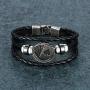 Aroncent Stainless Steel Necklace Braided Leather Rope Bracelet with Poker 2 Pcs Set