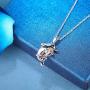 KesaPlan 14K Rose Gold Flower Dolphin Pendant Necklace for Women Dolphin Pendant Necklace Crystals from Swarovski, Valentines day Anniversary Jewelry