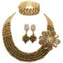 laanc Womens Girls Necklace Bracelet 5 Rows Gold AB and Colorful Crystal Beads African Jewelry Sets