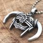 Warrior Jewelry Skyrim Ancient Nord horned Helmet Gladiator Babarian Medieval Roman Viking Protection Amulet pewter boys mens pendant necklace Charm for boys men unisex w silver ball chain