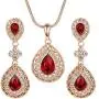 Yoursfs Garnet Red Gold Jewelry Sets for Women 18K Gold Plated Ruby Necklace Earrings Vintage Cz Crystal Jewelry Set Yoursfs Garnet Red Gold Jewelry Sets for Women 18K Gold Plated Ruby Necklace Earrings Vintage Cz Crystal Jewelry Set