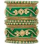 Aheli Ethnic Wedding Wear Handmade Faux Stone Studded Velvet Bangle Set Saree Matching Chuda Indian Bollywood Fashion Jewelry for Women
