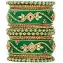 Aheli Ethnic Wedding Wear Handmade Faux Stone Studded Velvet Bangle Set Saree Matching Chuda Indian Bollywood Fashion Jewelry for Women