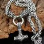 GuoShuang Men Stainless Steel Nordic Viking Wolf Head with Thor Hammer Pendant Necklace with King Chain GuoShuang Men Stainless Steel Nordic Viking Wolf Head with Thor Hammer Pendant Necklace with King Chain