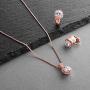 Mariell Rose Gold Necklace & Clip On Earrings Jewelry Set, 10mm Pave Halos with Round CZ Solitaires