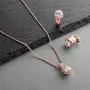 Mariell Rose Gold Necklace & Clip On Earrings Jewelry Set, 10mm Pave Halos with Round CZ Solitaires