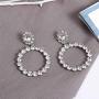 SERAKI Fashion Women Crystal Large Hoop Circle Lady Luxury Drop Dangle Earrings Jewelry (Crystal - Gold)