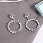 SERAKI Fashion Women Crystal Large Hoop Circle Lady Luxury Drop Dangle Earrings Jewelry (Crystal - Gold)
