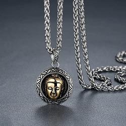Aoiy Stainless Steel Buddha Pendant Necklace, Unisex, 24'' Link Chain, hhp005ji