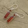 NOVICA Carnelian .925 Sterling Silver Dangle Earrings Orange Allure